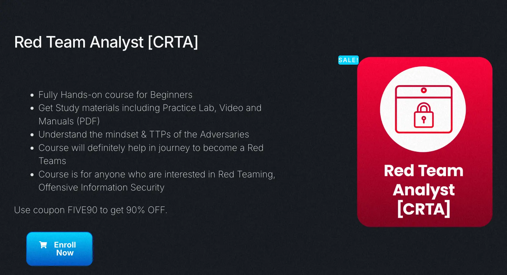 ภาพประกอบบทความ แชร์ประสบการณ์พิชิต CRTA: คอร์ส Red Team Analyst แบบ Lab‑Based ราคาแค่ 9 USD