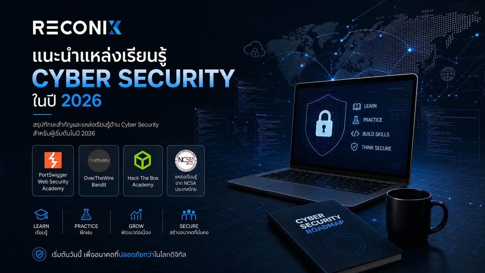 ภาพประกอบบทความ แนะนำแหล่งเรียนรู้ Cyber Security ในปี 2026